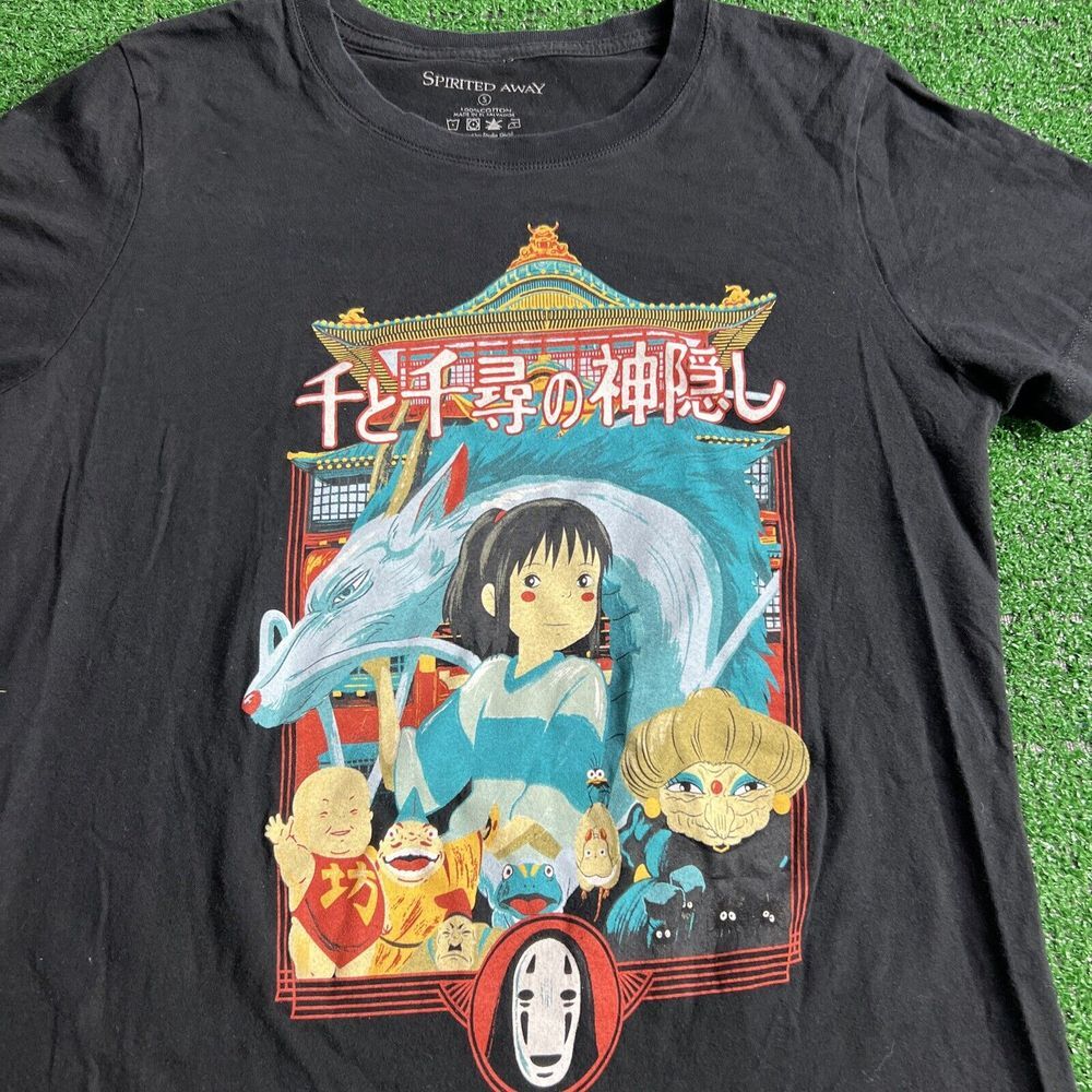 Spirited Away Studio Ghibli Black Graphic T-Shirt Short Sleeve Womens Size Small